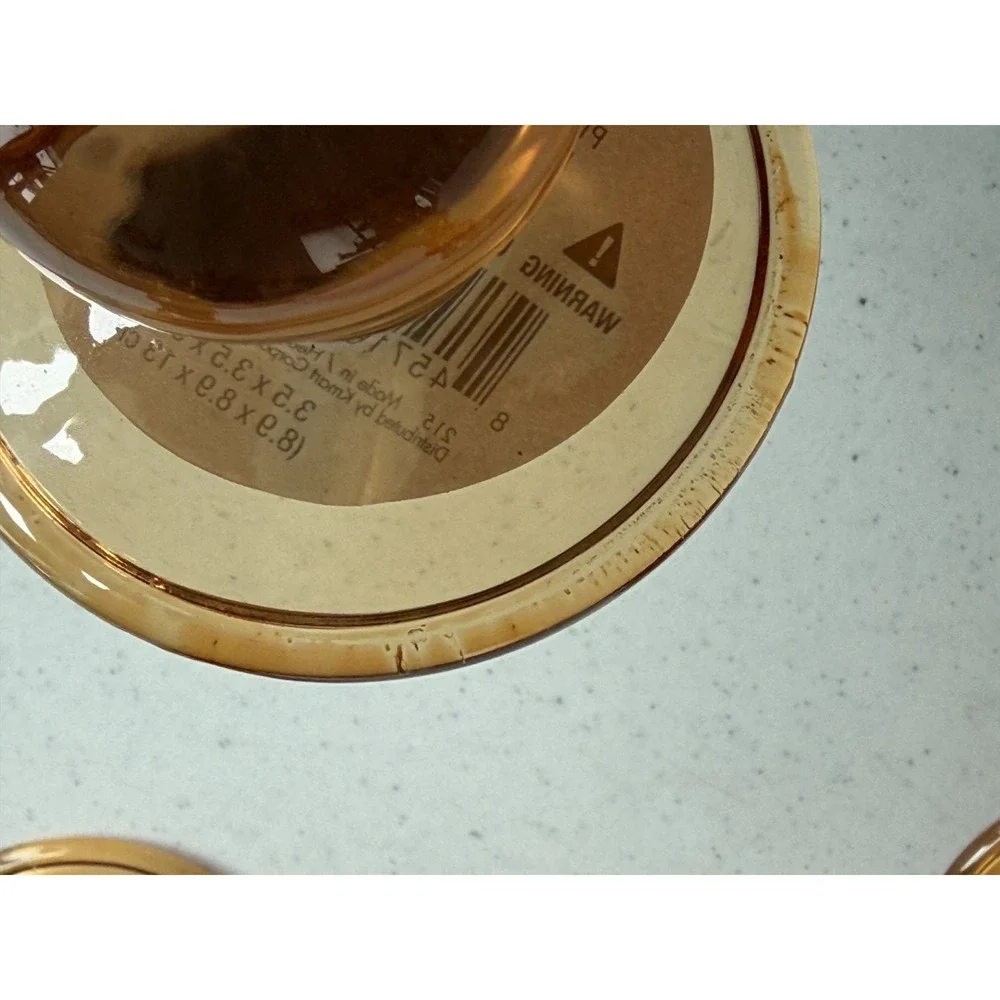 Vintage Amber Glass Pillar Pedestal Candle Holders Set of 3